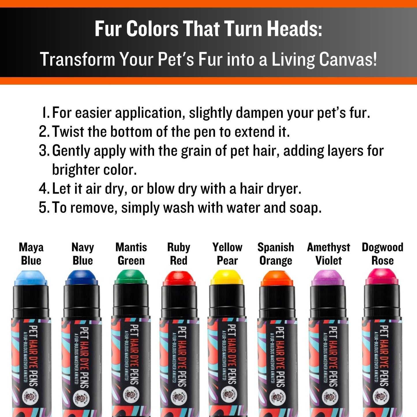 Dog Hair Dye 8 Color Dog Safe Hair Dye Dog Dye Non Toxic - Nose n Paws Pet Shop