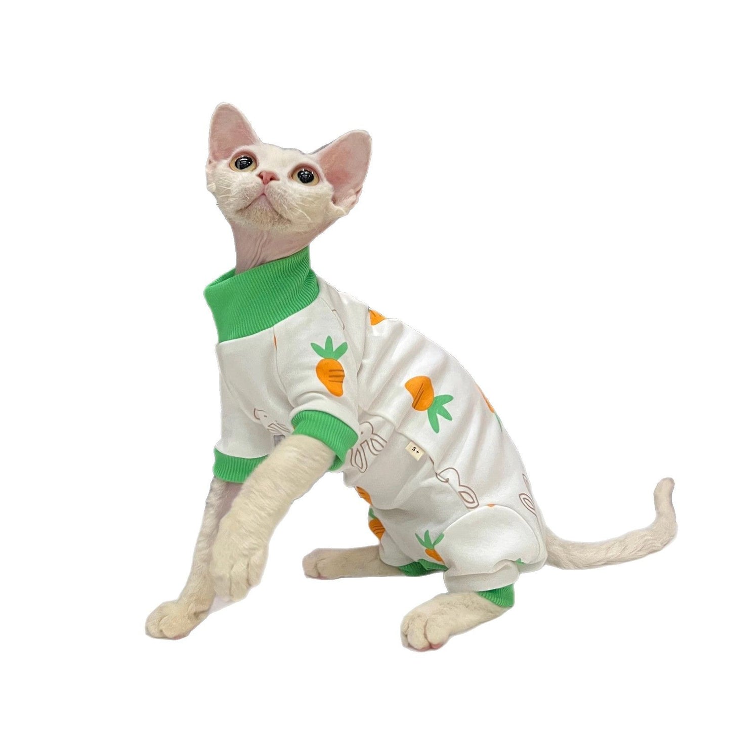 Spring And Autumn Hairless Cat All-inclusive Anti-lint Sleeved Cat Clothes - Nose n Paws