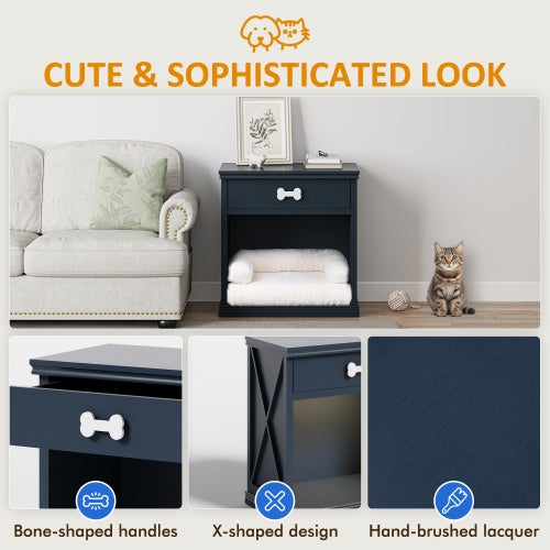 Collage of furniture pieces with a cat, featuring text on design elements.