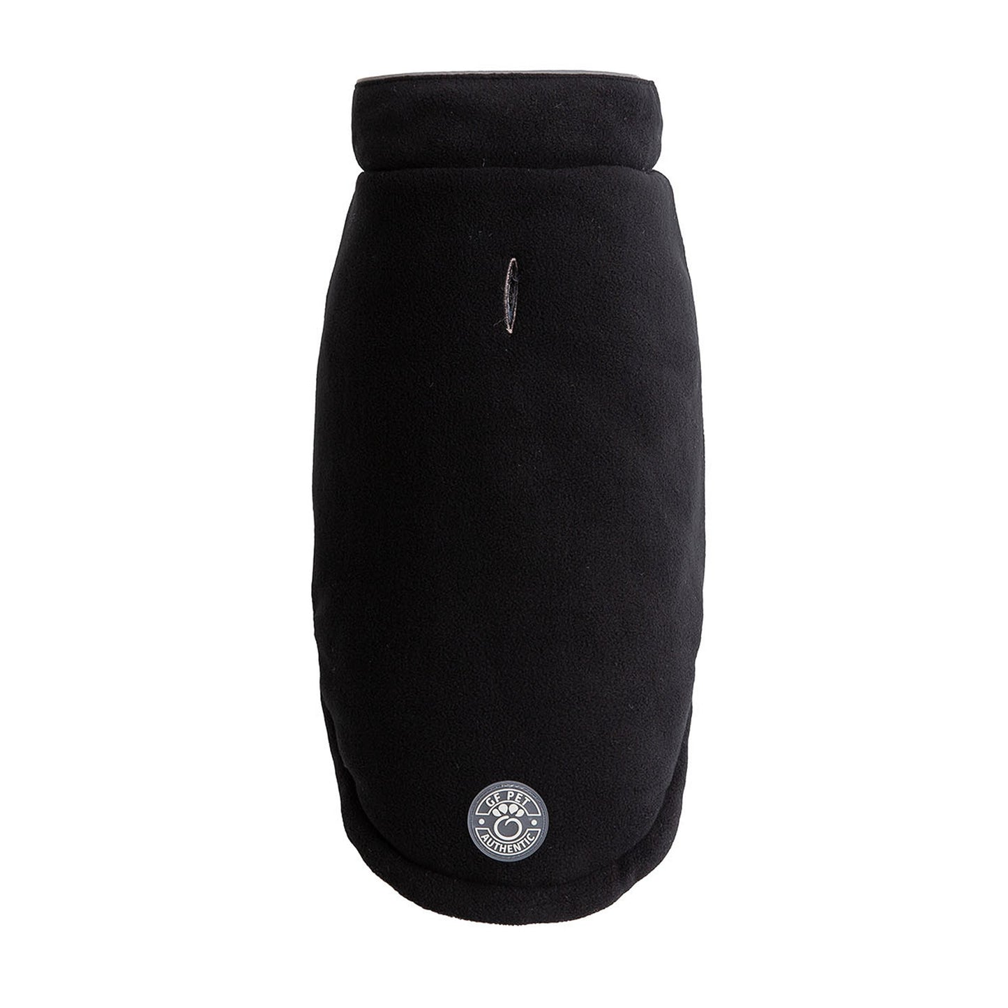 Black pet coat with a brand logo on a white background