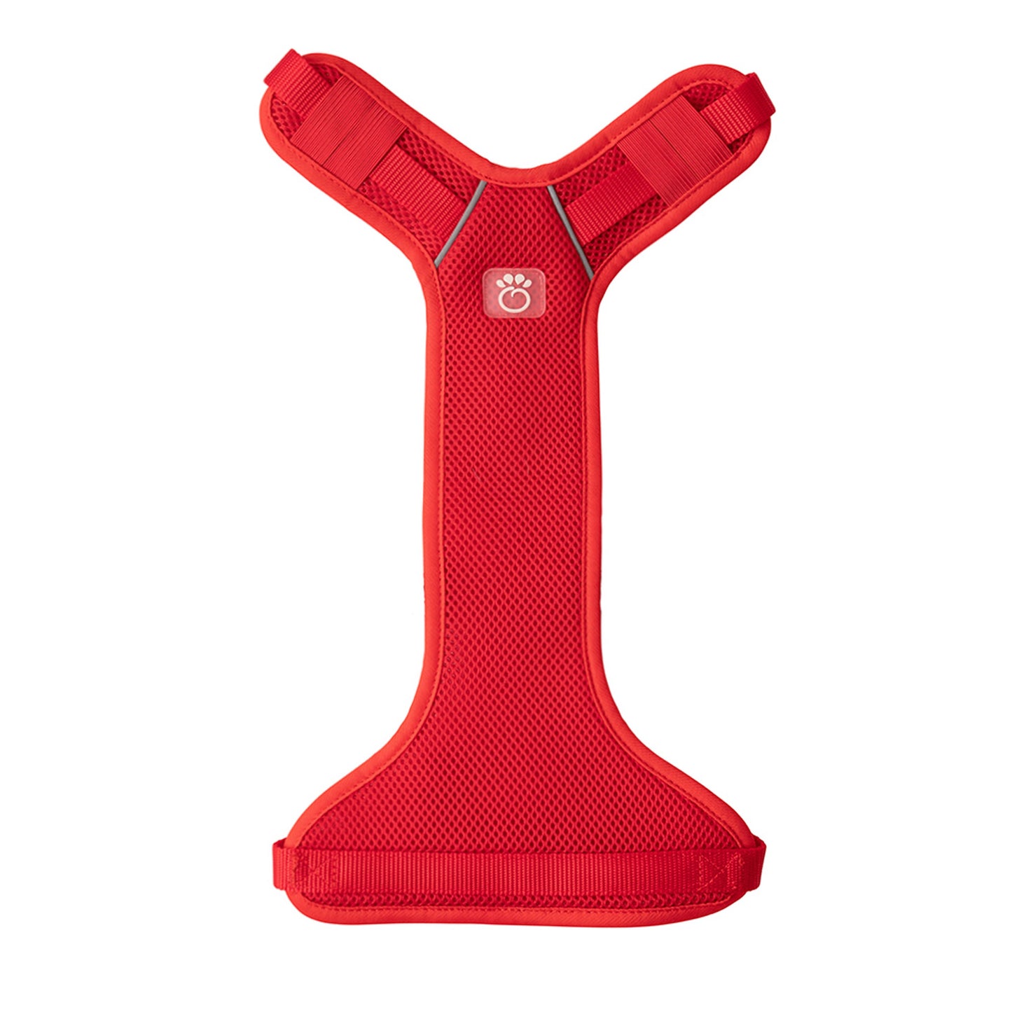 Red dog harness on a white background