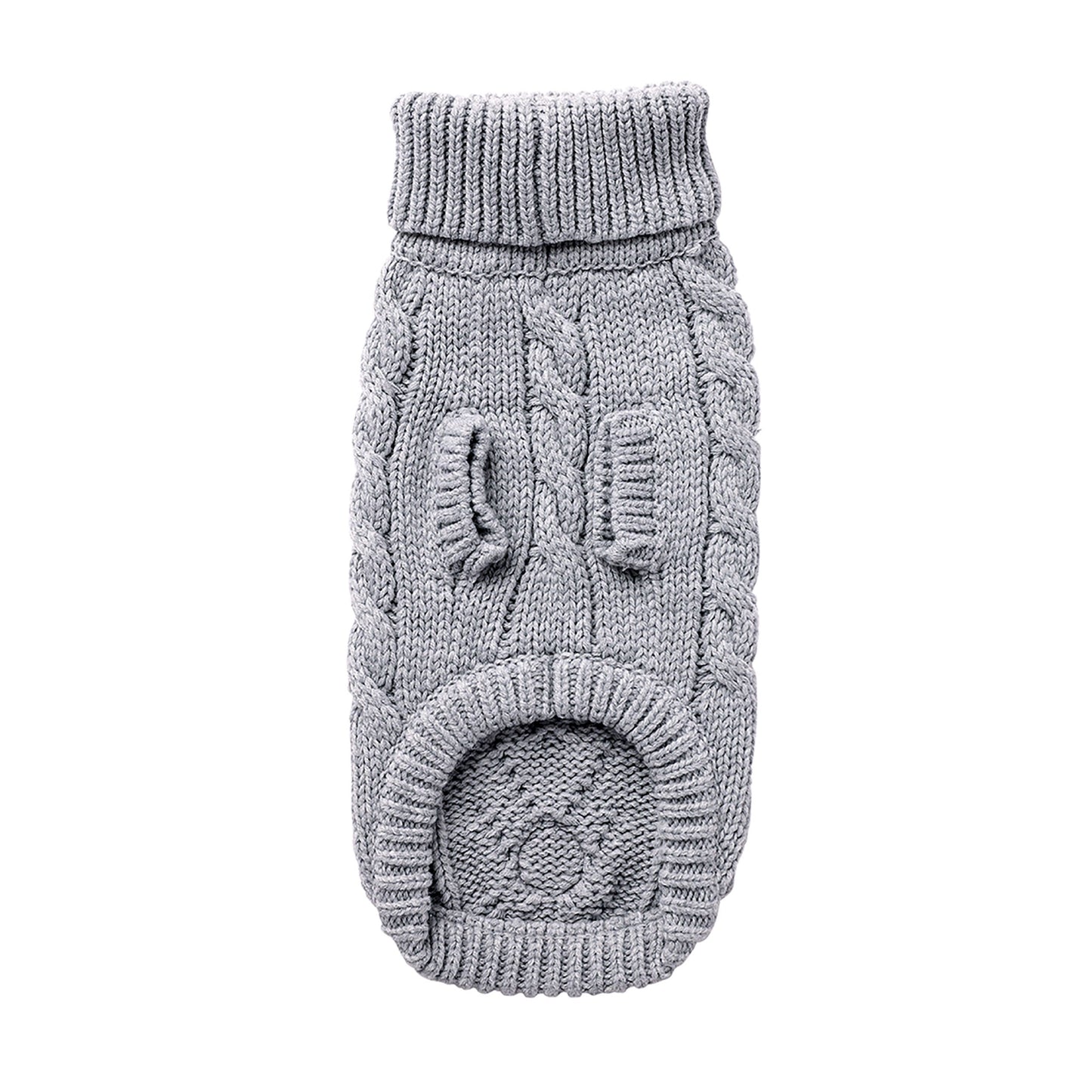 Gray knitted dog sweater on a white background