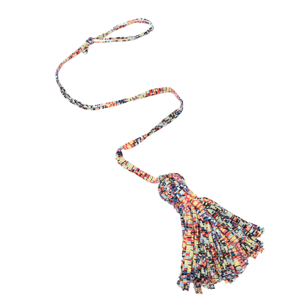 Multicolored tassel on a white background