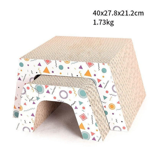 Stack of cardboard boxes with geometric pattern on a white background