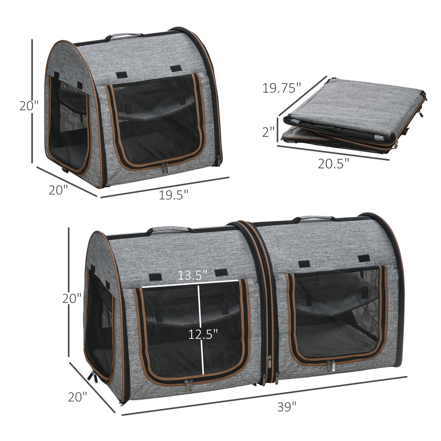 Portable Soft-Sided Pet Carrier with Divider – Lightweight, Breathable, and Convenient for Small Pets