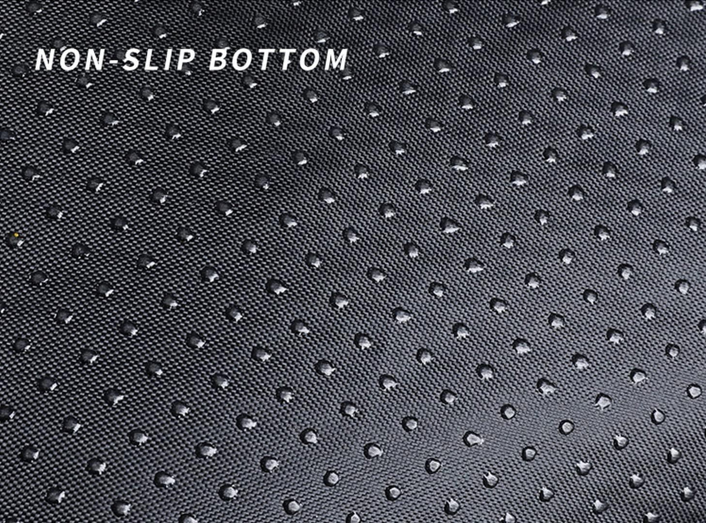 Textured surface with 'Non-Slip Bottom' text on a black background