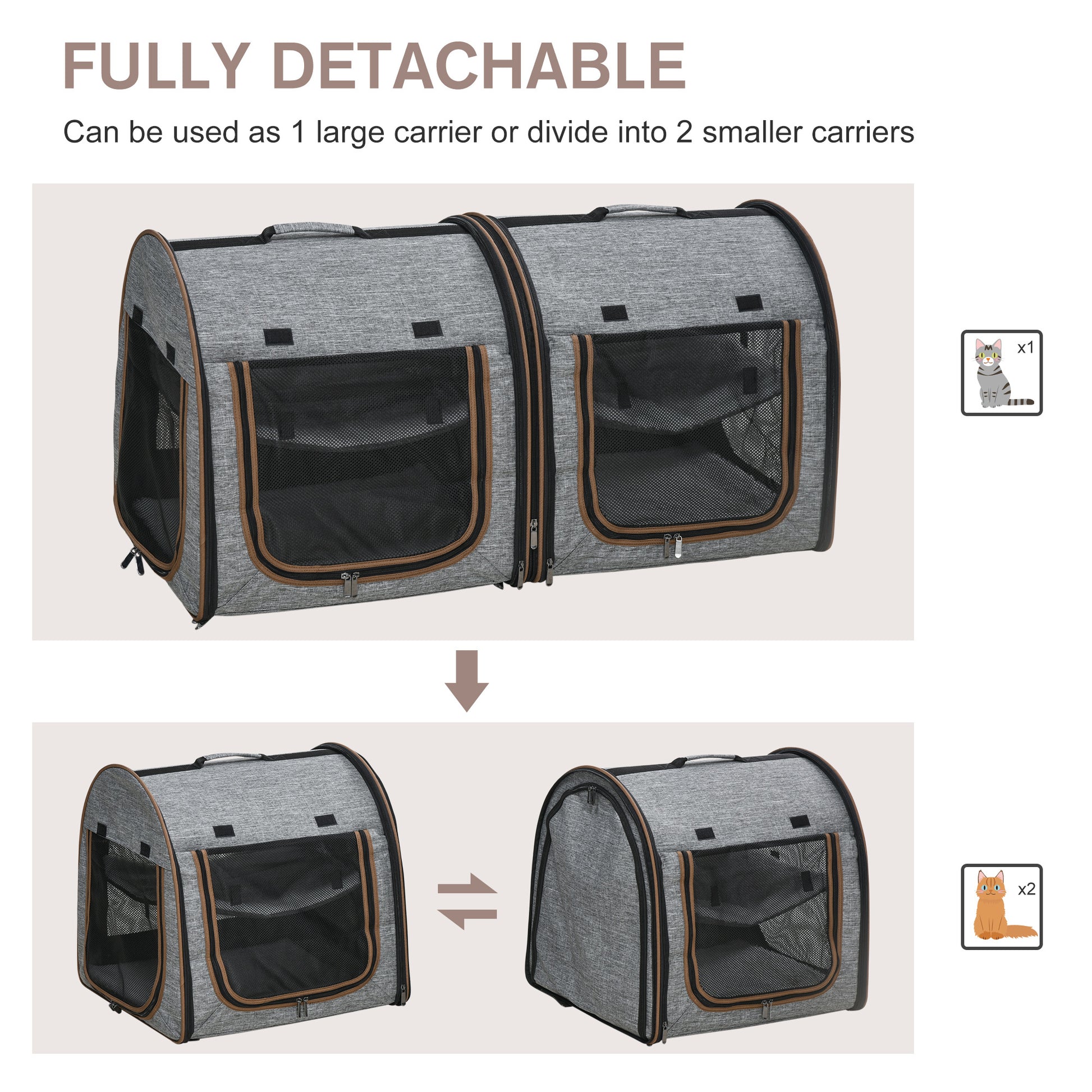 Portable Soft-sided Pet Carrier With Divider, 