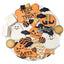 Halloween-themed cookies on a plate with 'Trick or Treat' and 'Boo' text.