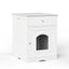 White wooden pet door cabinet with a glass panel on a white background