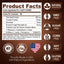 Product facts label for chews with natural ingredients, GMO-free, sugar-free, corn-free, soy-free, gluten-free, and made in the USA.