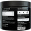 Back label of a black container with nutritional information and ingredients for a pet product.
