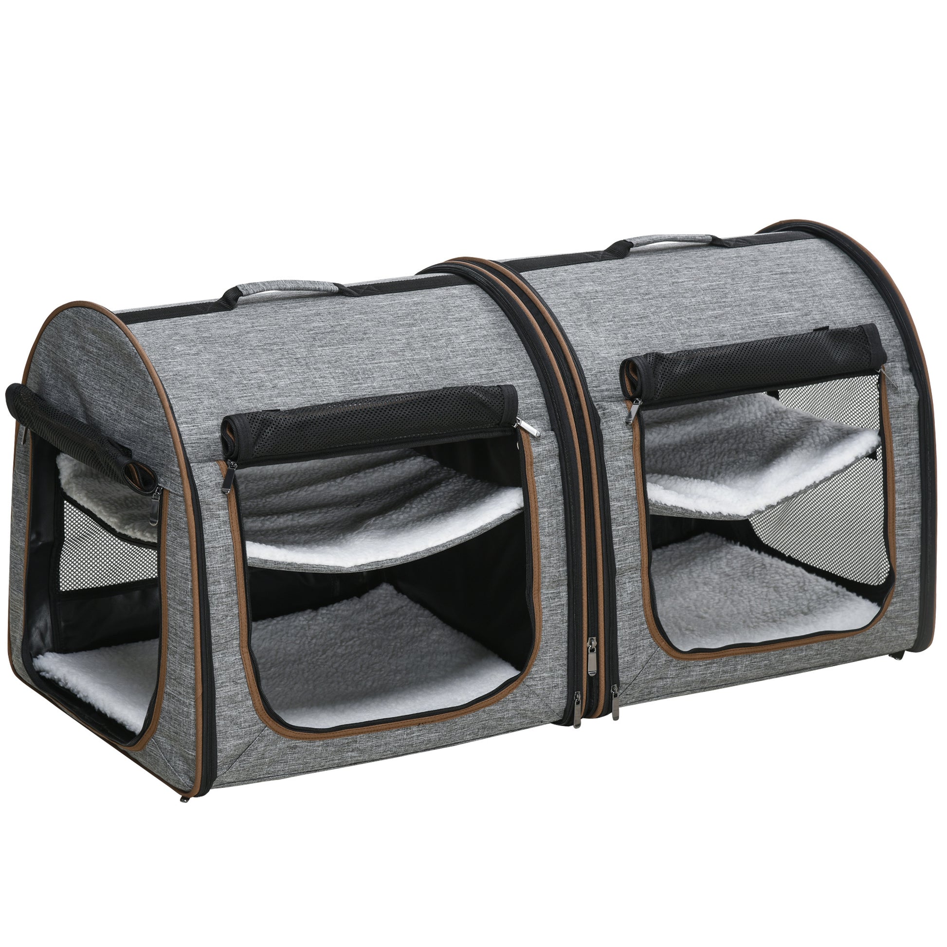 Portable Soft-Sided Pet Carrier with Divider – Lightweight, Breathable, and Convenient for Small Pets