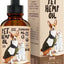 Pet hemp oil bottle and packaging with dogs on a beige background