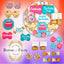 Dog birthday party treats with 'Bonne et Filou' branding on a colorful background