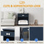 Collage of furniture pieces with a cat, featuring text on design elements.