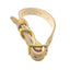 Leather strap with gold buckle on a white background