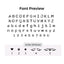 Font preview with alphabet and numbers on a white background