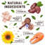 Illustration of natural ingredients with labels on a white background