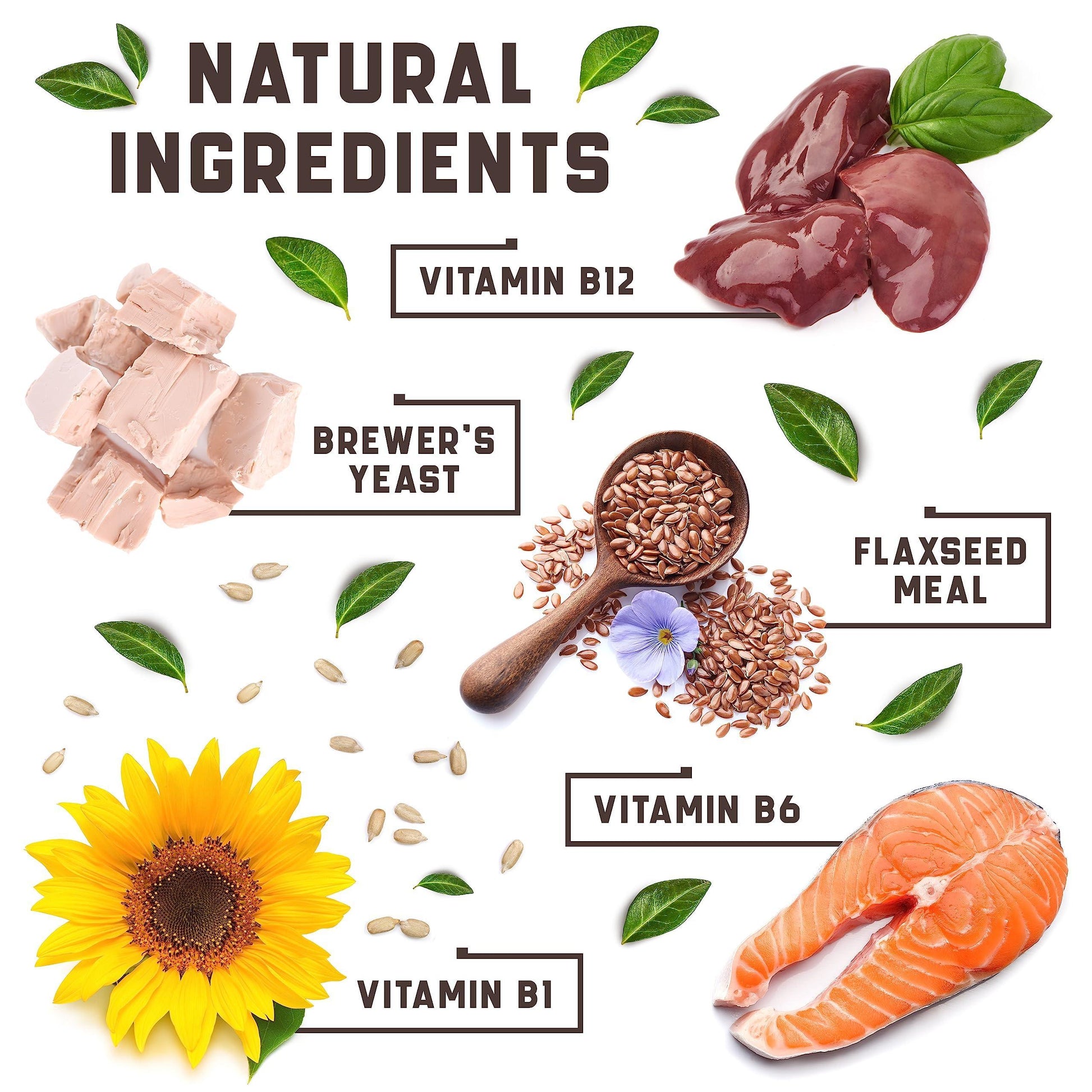 Illustration of natural ingredients with labels on a white background