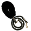 Black dog leash with a fluffy black end on a white background