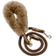 Brown dog leash with fluffy handle on a white background