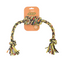 Dog rope toy with colorful pattern on a white background