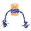 Dog rope toy with colorful tassels on a white background