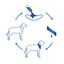Diagram showing a dog collar with water droplet and a dog drinking from a water source.