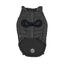 Black pet coat with a bow tie design on a white background
