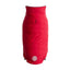 Red quilted skirt with a brand logo on a white background