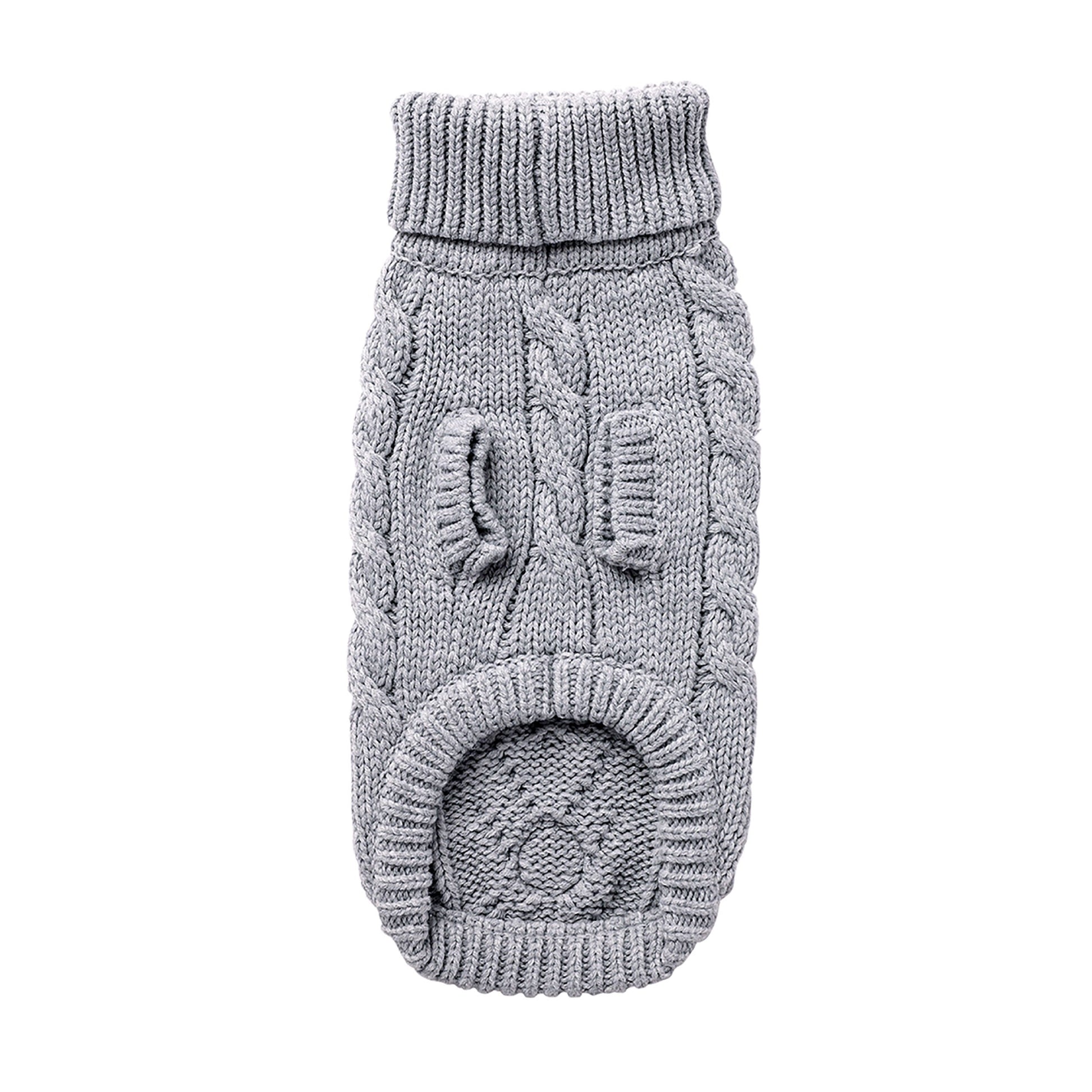 Gray knitted dog sweater on a white background