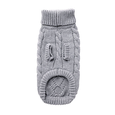 Gray knitted dog sweater on a white background