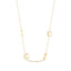 Gold necklace with paw and bone-shaped pendants on a white background