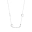 Silver necklace with paw and bone-shaped pendants on a white background