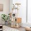 Modern Wooden Cat Tree with Perch Condos and Washable Cushions-Natural-1