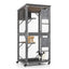 72 Inch TallWooden Cat House with Weatherproof Asphalt Roof-Gray-4