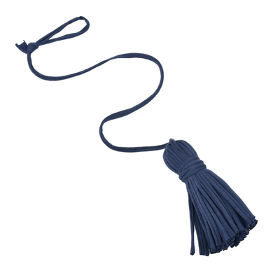 Navy blue tassel on a white background