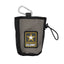 Gray pouch with U.S. Army logo and carabiner on a white background