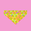 Neon smiley face patterned bandana on a pink background