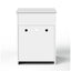 White nightstand with a single drawer on a white background