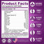 Product facts label for dietary supplements with purple background and white text.