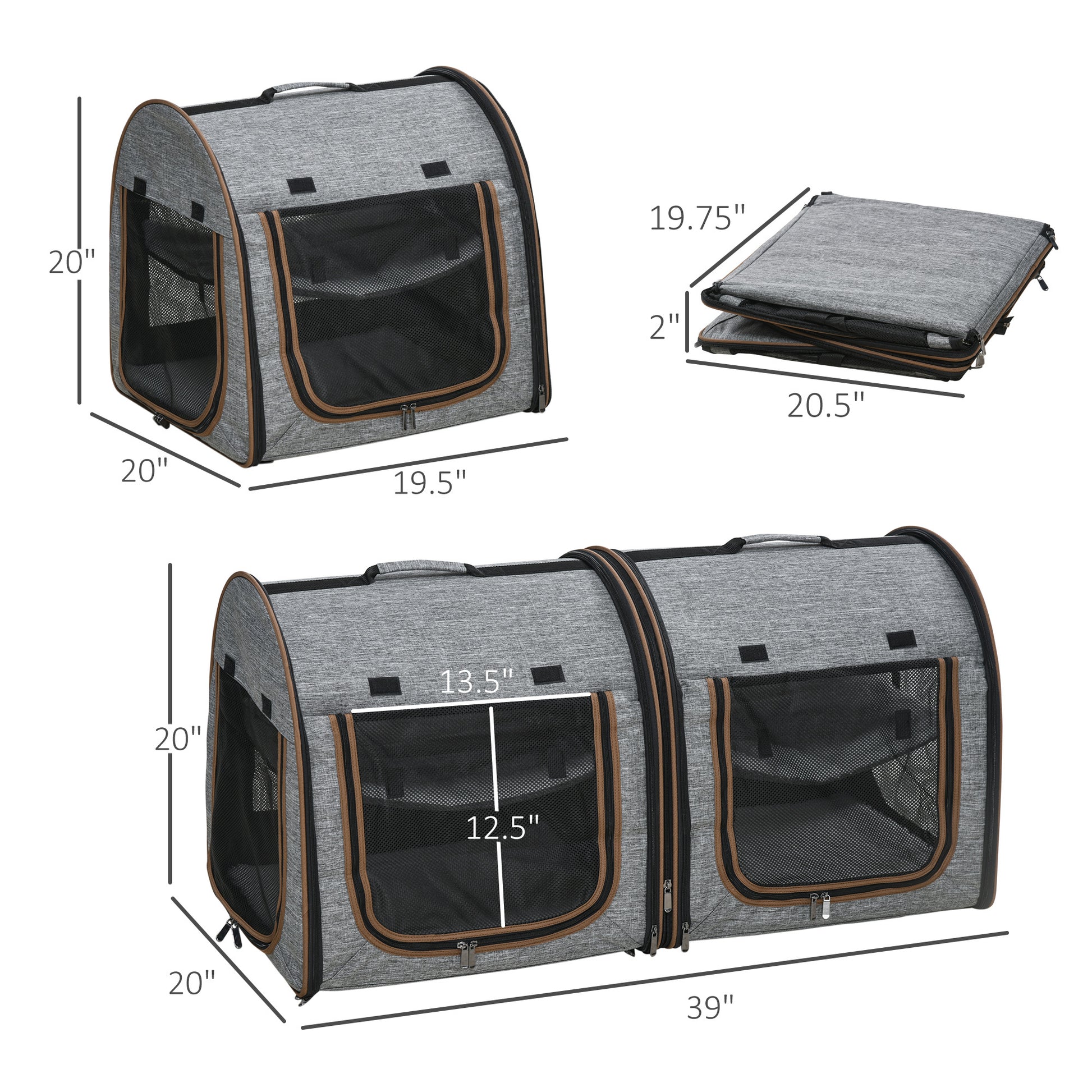 Portable Soft-Sided Pet Carrier with Divider – Lightweight, Breathable, and Convenient for Small Pets