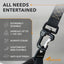 Black carabiner with features listed on a gray background, featuring the brand 'Evolutior'.