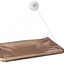 Brown hammock with white hooks on a white background