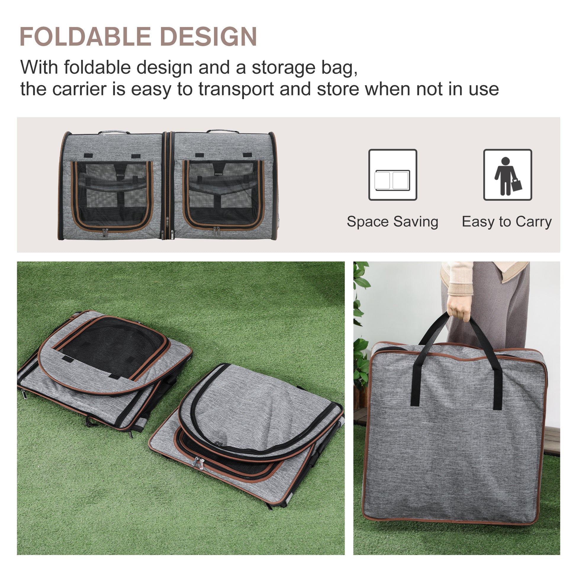 Portable Soft-Sided Pet Carrier with Divider – Lightweight, Breathable, and Convenient for Small Pets - Nose n Paws Pet Shop