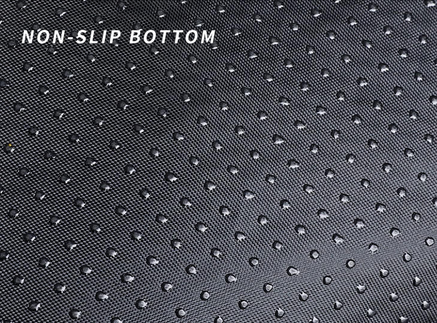 Textured surface with 'Non-Slip Bottom' text on a black background