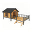 Wooden pet house with a gray roof on a white background