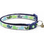 Dog collar with blue and green pattern on a white background