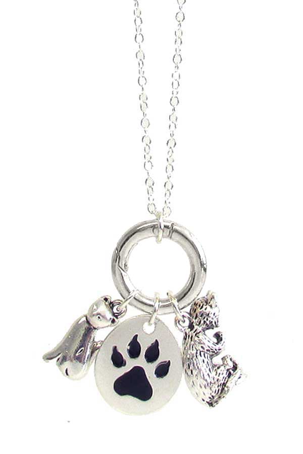 PET LOVERS THEME MULTI CHARM PENDANT NECKLACE - CAT - Nose n Paws Pet Shop
