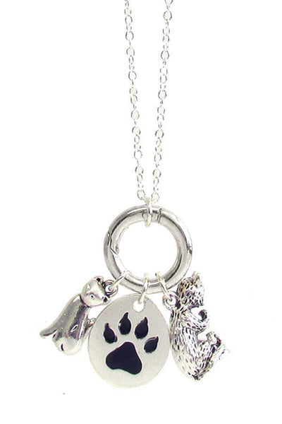 PET LOVERS THEME MULTI CHARM PENDANT NECKLACE - CAT - Nose n Paws Pet Shop